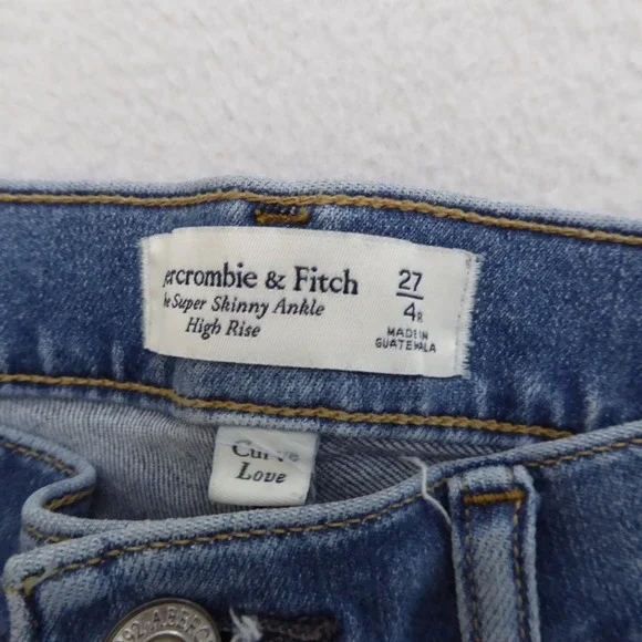 Abercrombie & Fitch Super Skinny Ankle High Rise Seam Jeans Women 27/4R Curve - Picture 10 of 12